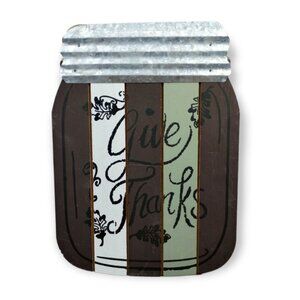Hannas Handiworks Give Thanks Rustic Wooden Jar Kitchen Wall Decor